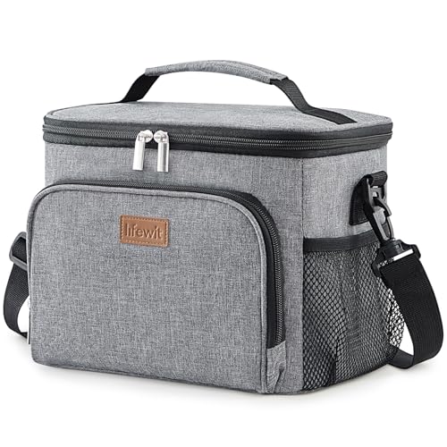 Lifewit Reusable Insulated Lunch Bag, Portable Cooler Freezable Soft Lunchbox Leakproof with Adjustable Shoulder Strap for Men Women Adult for Work Picnic or Travel, 15L 24 Can, Grey - color: Gray, size: Large(15l)