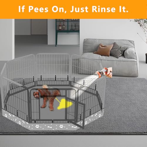 Dog Playpen Bottom Pad Fits for 24 Inch 8 Panels Metal Exercise Pet Playpen, Dog Crate Pad Puppy Playpen Pad, Elastic Buckles Connections.(Note: Playpen Not Included) -Gray - color: Gray
