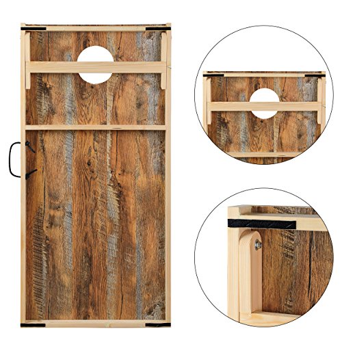 Solid Wood Premium Corn Hole Outdoor Game Set, 2 Regulation and Waterproof Cornhole Game Boards, with 8 Toss Bags, Perfect for Outdoor Indoor - style: Camphorwood Printed