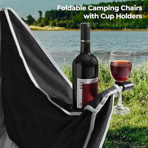 Double Camping Chair,Oversized Foldable Camping Chairs with Cup Holders Heavy Duty Loveseat Couch for Adults Suitable for Indoor Outdoor Beach Support 600 lbs（Black/White）