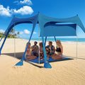 Suteck Beach Tent Sun Shelter with Sidewall, Easy Set Up 10x10ft Beach Canopy, Outdoor Sun Shade with UPF 50+UV Protection, 8 Sandbags, 4 Stability Poles for Camping, Fishing or Picnics(Navy Blue) - color: Navy Blue