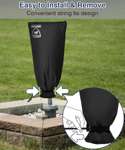 Enlarge Outdoor Faucet Cover for Winter Freeze Protection, 13” W x 30" H Hose Bib Covers Socks for Garden Lawn Faucets & Yard Hydrant, Reusable Long Insulated Spigot Cover, Black, 1 Pack - size: 13"×30"-1