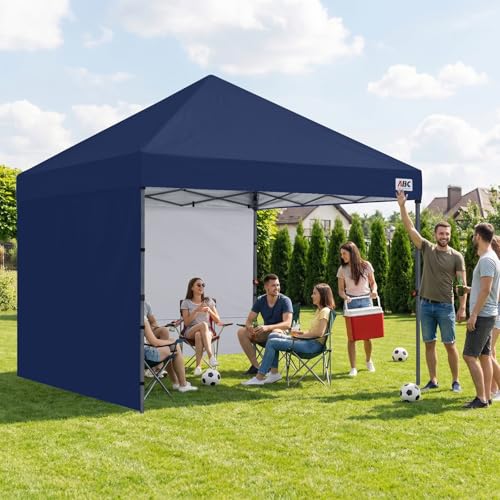 ABCCANOPY Easy Pop up Canopy Tent with 2 Sidewalls for Outdoor Sun Blocking or Rain Protection,10x10, Navy Blue - color: Navy Blue, size: 10x10
