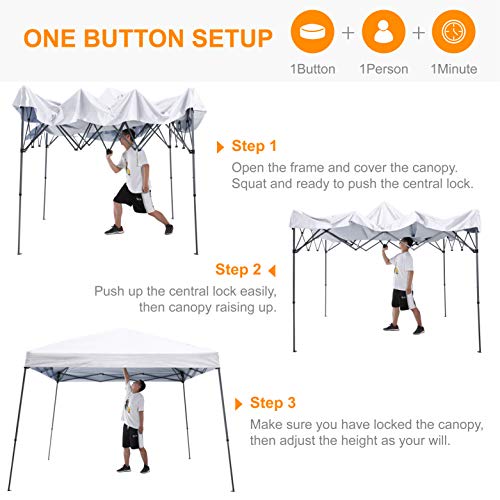 ABCCANOPY Pop Up Canopy Tent-10x10 Outdoor Camping Canopy Slant Leg Beach Canopy Tent with Backpack Bag,10 x 10 ft Base / 8 x 8 ft Top，White - color: White, size: 10x10