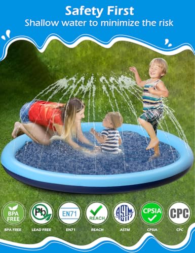 Kids Dog Splash Pad Sprinkler - Jasonwell Non Slip Dog Sprinkler Pad Splash Pool Puppy Dogs Pool Summer Outdoor Water Toys Backyard Durable Splash Pad for Toddlers Kids Small Medium Large Dogs Pet - style: Blue - 76"