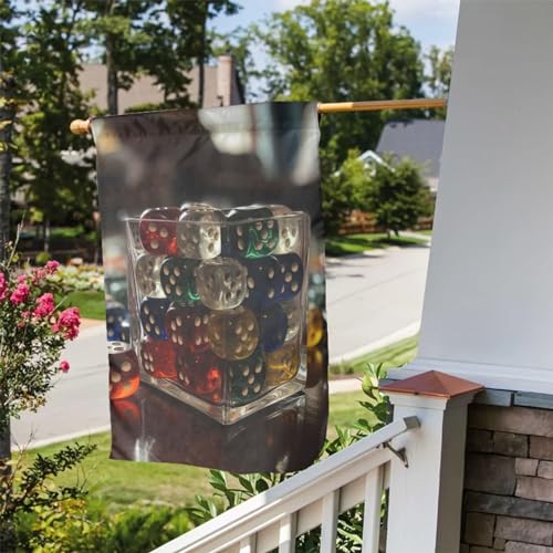 Games Dice Set Print Garden Flag 12" X 18" Double Sided Outdoor Yard Welcome Flag Lawn Flag Holiday Banner For Patio Party Farmhouse Decoration