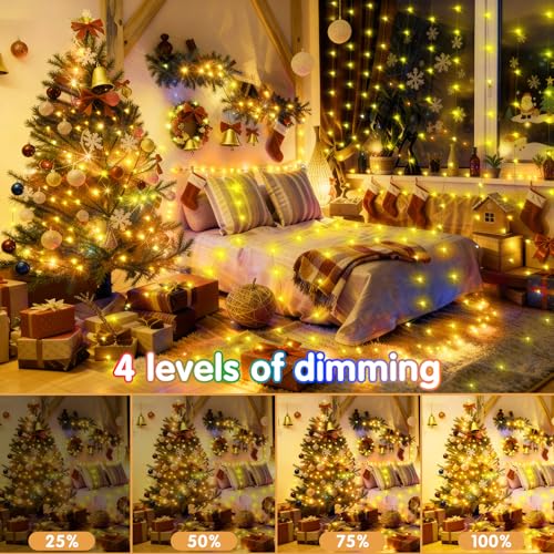 KNONEW 532FT Outdoor Christmas Fairy Lights Plug in,1600 LED String Lights Outdoor Waterproof 8 Modes Memory Times for Wedding Bedroom Walls Garden Trees Decoration(Warm White) - color: Warm White, size: 532FT 1600 LED Green Wire