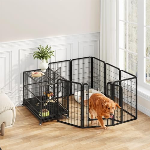 Yaheetech Dog Playpen Outdoor, 40 inch 16 Panels Dog Pen Indoor Heavy Duty Puppy Exercise Pen Metal Pet Fence for RV Camping/Yard/Garden - size: 40"