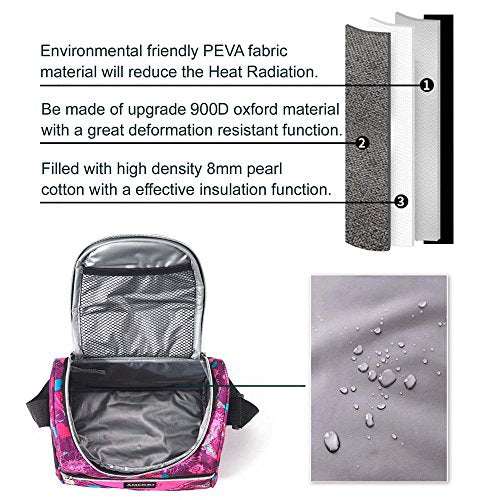 Lunch Bag insulated Lunch Box Cooler Bento Bags for Work with Adjustable Strap - color: 7L Black003