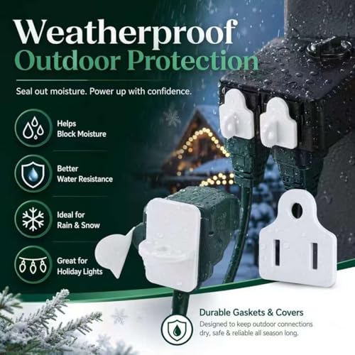 Outdoor Waterproof Outlet Covers and Weatherproof Gaskets 50 Piece Set White，Weatherproof Extension Cord Cover,Outdoor Waterproof Power Outlet Covers Are Available for 2 or 3 Hole Plug Covers - size: 0.98*0.59*0.9--50PCS