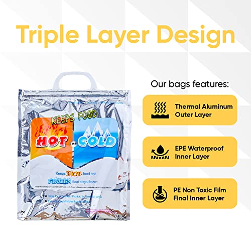 Superio Hot and Cold Insulated Bags for Food Delivery, Grocery Shopping Bags, Food Storage for Hot and Frozen Food for Travel, Disposable Cooler Bag, Reinforced Thermal Lunch Bag (1, 20"x19") - color: 1 Pack, size: X Large (Grocery Size)