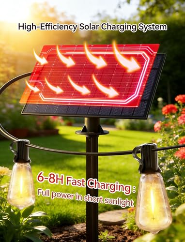 TW SHINE 100 FT Solar String Lights Outdoor, 31+2 LED Waterproof Shatterproof Bulbs with Remote Dimmable Timer, 3 Lighting Modes Patio Light for Garden Yard Wedding Party Holiday Decoration