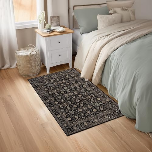 Ruaruarug Area Rug Non Slip Machine Washable Ultra Soft Living Room/Bedroom/Kitchen/Outdoor/Classroom Black Gold, 2'×3' - color: Black Gold, size: 2' x 3' (Rectangular)