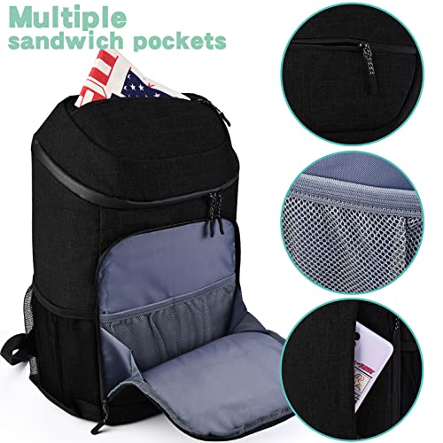 BAGLHER Lightweight Insulated Cooler Backpack - 30 Cans, Leak-Proof for Lunch, Picnic, Hiking, Camping Trips - color: black-plus
