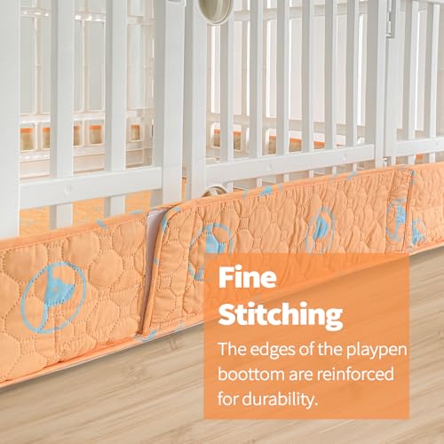 PJYuCien Dog Playpen Bottom Pad Fits for 36 Inch 4 Panels Exercise Pet Pen, Using as a Fence Stabilization and Puppy Pen Mat, Hoop and Loop Design, Orange (Playpen Not Included) - style: Orange Bottom, 36"Width, Orange ( Adhesive Tape Connections )