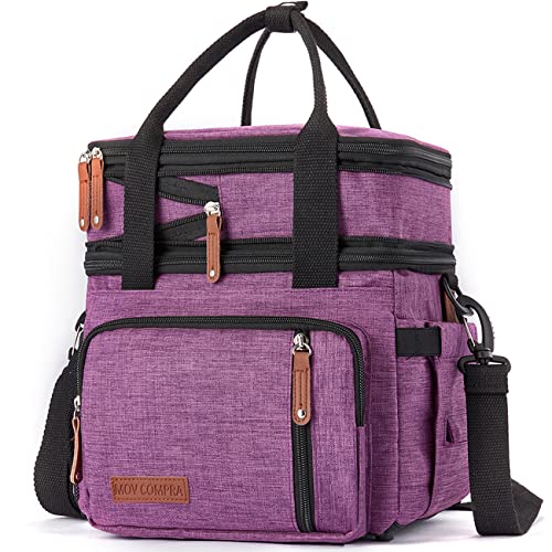 MOV COMPRA Purple Lunch Bag Women, Expandable Insulated Lunch Box for Work, Large Lunch Bag Leakproof Lunch Box Cooler Bag（Purple） - color: Purple