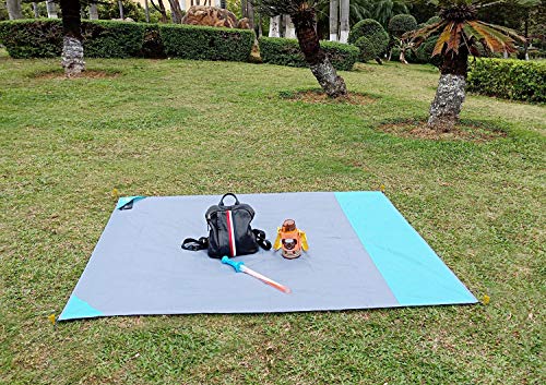 Ultra Picnic Blanket- Portable Pocket Picnic Sheet for Outdoor Multiple Use,Best Mat for Travel & Festivals, Lightweight Waterproof & Quick Drying with 4 Portable Tent Pegs (Blue)