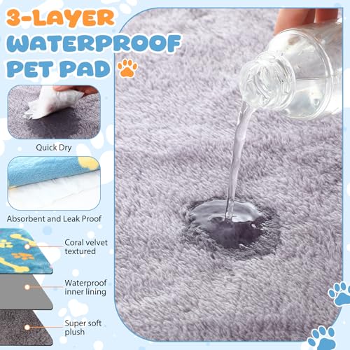 Tegeme 6 Pcs Waterproof Dog Blanket 24 x 16 Inch Paw Print Pet Blanket for Dogs Cats Puppy Washable Soft Fluffy Fleece Rug Flannel Throw Warm Sleep Mat for Kitten Doggy - size: 24 x 16 Inch
