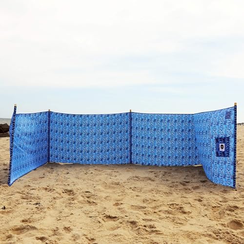 erda Tide Dye Pro Beach Recycled Polyester Rip-Stop 20 ft Lightweight Windscreen, Privacy Screen, Wind Blocker, Free Matching Shoulder Bag (NEW Mahogany Wood Poles)