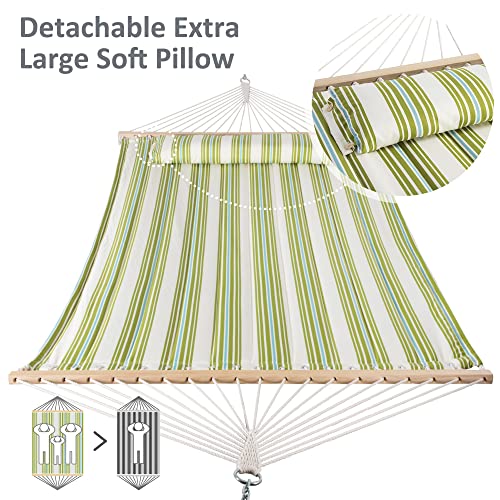 SUNCREAT Hammock 2 Person Heavy Duty, Double Hammocks for Trees, 2 Person Hammock with Spreader Bar, Green&Beige - color: Green&beige