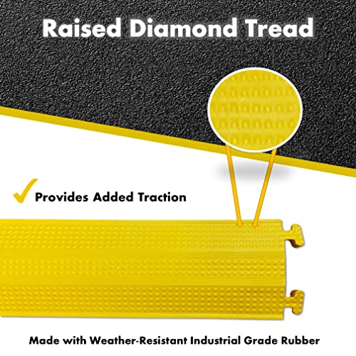 Kable Kontrol Drop Over Floor Cord Cover – 45 Degree Right Turn 1 Channel Cable or Wire Protector – Rubber Ramp Turn for Indoor and Outdoor Use – Yellow - color: Yellow, size: 1 Channel - Right Turn