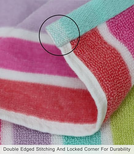 COTTON CRAFT Oversized Beach Towel - 2 Pack XL 39 x 68 inches Big & Huge Beach Blanket Towel - 100% Cotton Dobby Terry Velour Stripe - Super Soft Luxury - Pool Picnic Bath - Pink Multi - color: Cabana Stripe - Pink Multi, size: 2 Pack - 39x68