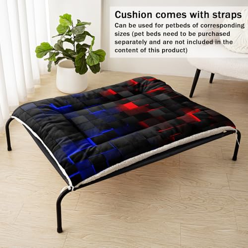 Nttopship Dog Cat Bed Mat Ultra Soft Fluffy Pet Bed Washable Fashion Dog Crate Beds Comfy Comfy Pet Sleeping Pad Suitable for Pet Raised Bed(30"x26",Red Blue) - color: Red Blue, size: Medium