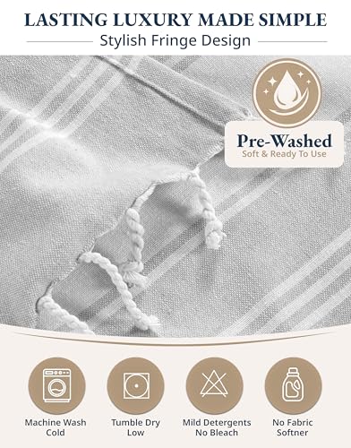 LANE LINEN Large Pool Towels, XL Beach Towel, Pre-Washed, No Shrink, Quick Dry Oversized Beach Towels, Stylish Beach Towel for Women, Sand Free Towel, 39"x71" - Grey - color: 10: Grey, size: Pack of 1
