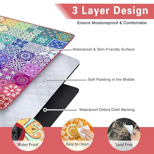 Supfitness Extra Large Picnic Blankets Waterproof Foldable (60 "x 80") Beach Blanket Waterproof Sandproof,3-Layer Thicking Mat Outdoor Packable Camping Blanket - color: Multi Color, size: 60x80in