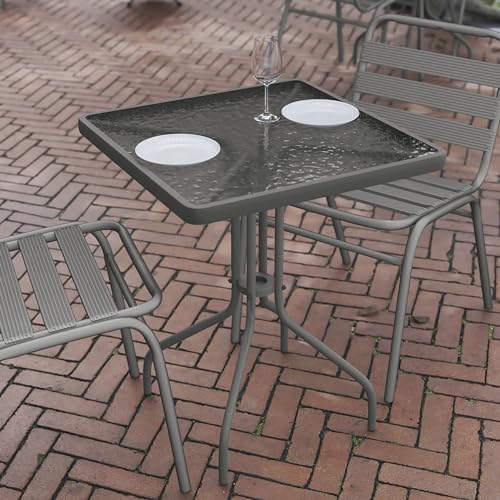 Flash Furniture Barker 23.5'' Square Tempered Glass Metal Table, Silver - color: Clear Top/Silver Frame, size: 23.5" Square