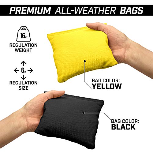 GoSports 4 ft x 2 ft Regulation Size Wooden Cornhole Boards Set with Light Brown Finish - Includes Carrying Case and Bean Bags - color: Black & Yellow, size: 4 ft x 2 ft
