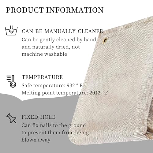 39''x39'' Fire Pit Mat - Fireproof Mat for Fire Pit, Wood Deck Insulation, Camping BBQ - Temperature Resistant Fiberglass Fire Blanket for Outside Indoor Lawn Protection