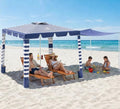 Rhino Valley Beach Cabana, 120 Sq. Ft Beach Canopy UPF50+ Protection, Easy Setup & Adjustable Height Beach Tent Sun Shelter with Cup Holder, Portable for 4-8 People, Blue & White Stripes - color: Blue & White Stripes