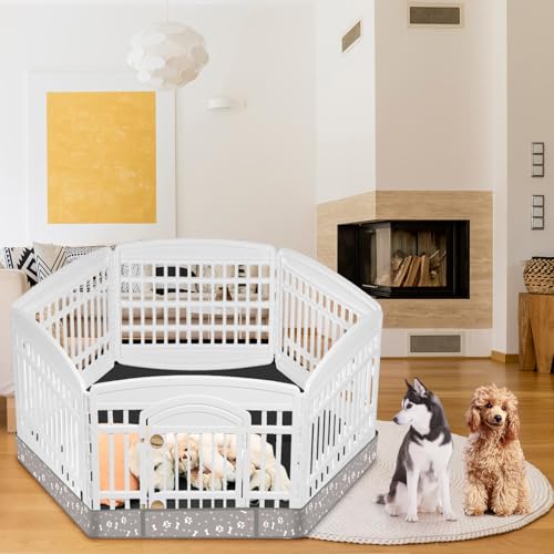 Marsui Dog Playpen Bottom Pad Fits for 36inch W and 24inch H 6 Panels Exercise Pet Dog Mat Puppy Crate Pad Reusable Washable Pet Training Pee Mat Hoop and Loop Design, Playpen Not Included (Gray) - color: Gray