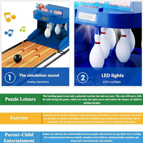 Bowling Alley Game for Home, Bowling Game with LED Electronic Scoreboard with Automatic Reset,Lighting,Simulation Sound Effect for Interactive Game 3.5m