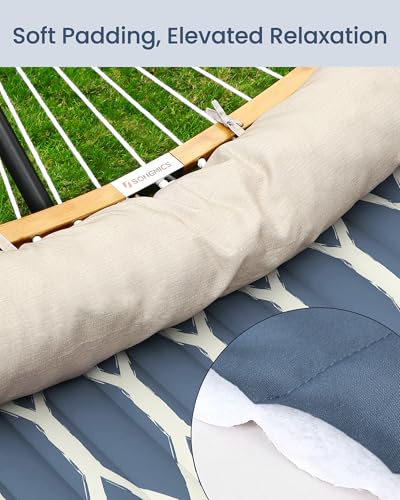 SONGMICS Hammock, Quilted Double Hammock with Padded Pillow, 78.7 x 55.1 Inches, 495 lb Weight Capacity, Portable for Outdoor Relaxation, Garden, Patio, and Camping, Blue UGDC034I02V1 - color: Blue