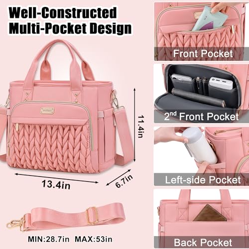Weitars Insulated Lunch Bag for Women,Leak Proof Lunch Box for Work,Extra Large Lunch Tote Bag With Removable Shoulder Strap with Side Pockets,Reusable Lunch Bag For Picnic Hiking (Pink-02) - color: Pink-02
