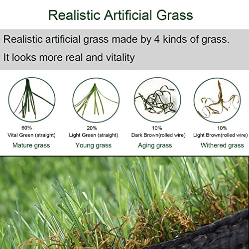 Petgrow Customized Sizes Artificial Grass Turf 3FTX17FT(51 Square FT) - Indoor Outdoor Garden Lawn Landscape Balcony Synthetic Turf Mat - Thick Fake Grass Pet Pad - size: 3 x 17 Feet