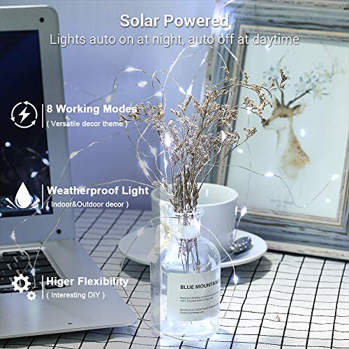Brizled Outdoor Solar Fairy Lights 2 Pack, Total 132FT 400 LED Solar String Lights, 8 Modes Solar Christmas Lights with Memory Waterproof Outside Twinkle Lights for Indoor Wedding Party Cool White - color: Cool White