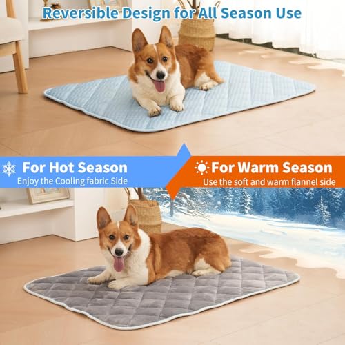 Dog Cooling Mat, Washable Cooling Mat for Dog, Foldable Kennel Pet Bed, Cool Pad (Cool &Warm Surface) for All Seasons Use, Pet Pads for Cats Use in Crate (27.5 x 20 Inch (Medium)) - size: 27.5 x 20 Inch ( Medium)