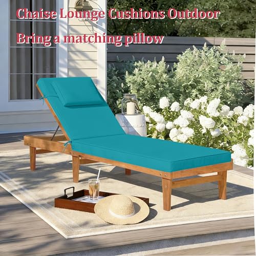 Chaise Lounge Cushions Outdoor 72x21x4 Inch, Patio Lounger Chair Cushion with Removable Cover, Fade Resistant Replacement Pad for Outdoor Furniture (Turquoise, 72x21x4 inch) - color: Turquoise