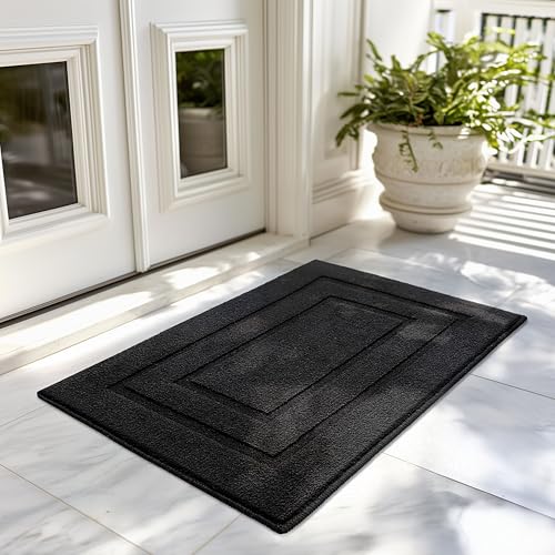 GRANNY SAYS Front Door Mat Indoor Entrance, Indoor Door Rugs for Entryway, Low-Profile, Non-Slip Rugs, Washable Floor Mat, 32x20, Black - color: A-black, size: 1'8" x 2'8" (Rectangular)