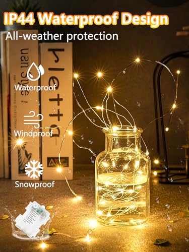 4 Pack 100 LED Fairy Lights Battery Operated with Remote, 33FT Waterproof Twinkle Lights with Timer & 8 Modes, Fairy String Light Outdoor Indoor for Bedroom Classroom DIY Christmas Decor (Warm White) - color: Warm White, size: 4 Pack