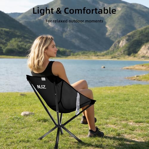 Premium Camping Chair, Folding Outdoor Chair with Aluminum Frame, Sturdy and Durable Portable Chair for Camping, Fishing, RV Travel, All-Weather Use - color: Grey, size: E
