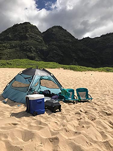 KingCamp Low Beach Chair, High Back Folding Camping Chair for Adults, Oversized Breathable Mesh Seat, 300lbs Heavy Duty Portable Chair with Cup Holder & Storage Pockets for Beach, Outdoor - color: Ergobreeze C Cyan