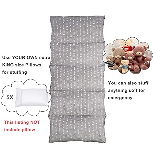 ICOPUCA Floor Lounger Pillow casing for boy Girl, Soft Minky Plush, Cover/Sleeve/Casing ONLY! Perfect Reading and Watching TV Cushion - Excellent for Sleepovers, King Size; - color: Grey Arrow 3, size: King (Pack of 1)