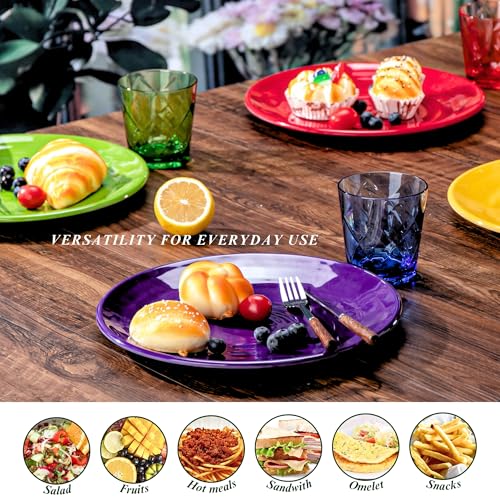 11-Inch Melamine Plates (Set of 6) - Unbreakable and Reusable Plastic Dinnerware with Ceramic Feel, Stackable and Dishwasher-Safe - Versatile for All Meals (Multicolor) - color: Multicolor