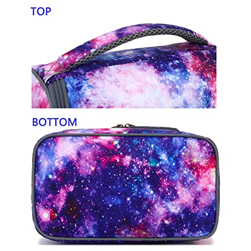 FlowFly Double Decker Cooler Insulated Lunch Bag Large Tote for Boys, Girls, Men, Women, With Adjustable Strap,Galaxy - color: Galaxy