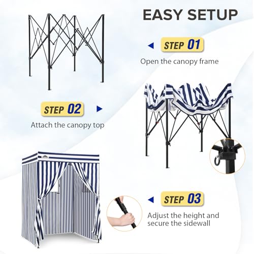 EAGLE PEAK Flex Compact 5x5 Pop-up Canopy Changing Room, Portable Privacy Dressing Room for Indoor Fashion Photoshoots, Camping, or Pool, White/Blue - color: White/Blue, size: 5x5 ft
