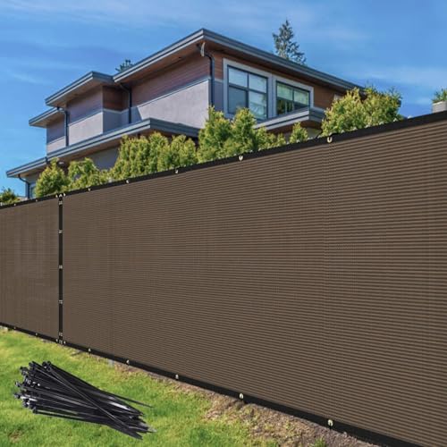 TANG 4' x 30' Privacy Fence Screen Brown Shade Cloth with Grommets, Chain Link Fence Panels Outdoor Mesh Fabric Fencing, Balcony Windscreen Cover,Temporary Garden Fencing for Yard Deck Pool - color: Brown, size: 0 4' x 30'